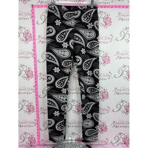 Just cozy fleece lined pants tights Black & White Paisley Stretch Leggings